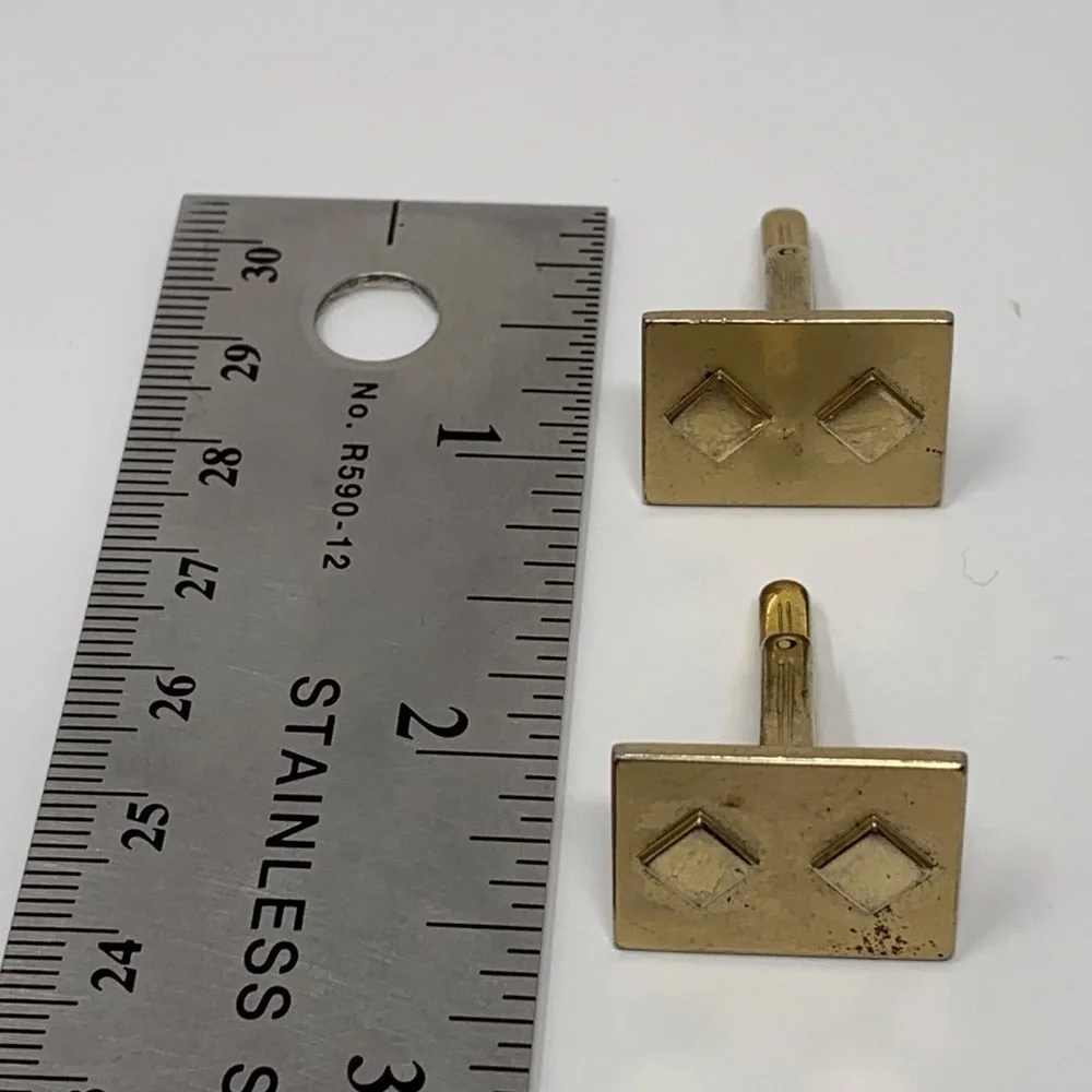 Vintage Quality Gold Tone Cufflinks Diamond Design